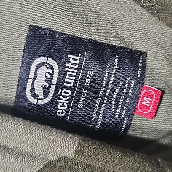 Ecko Green Camo Sleeveless Hoodie Size Medium - Picture 3 of 7